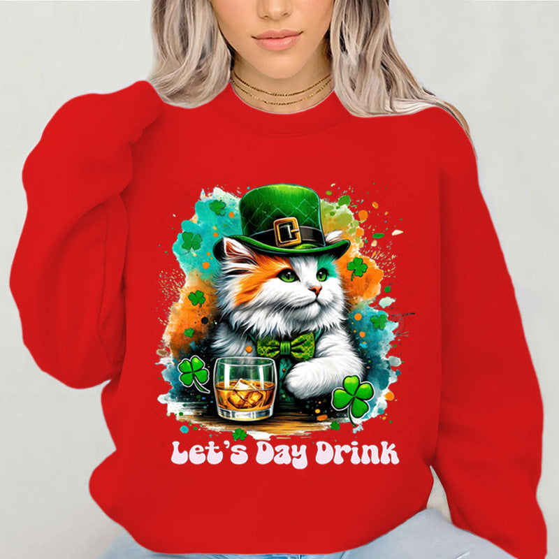 Damen Sweatshirt Katzenmotiv Lustig Weiß
