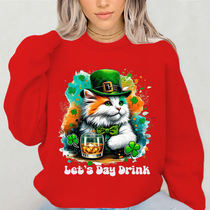 Damen Sweatshirt Katzenmotiv Lustig Weiß