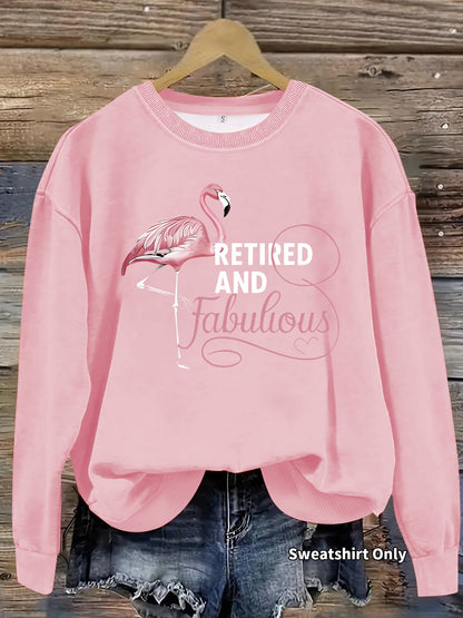 Damen Sweatshirt Flamingo Motiv Weich Rosa