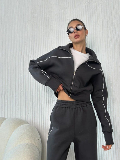 Damen Sportset mit Reißverschluss und weiten Beinen Norvielle