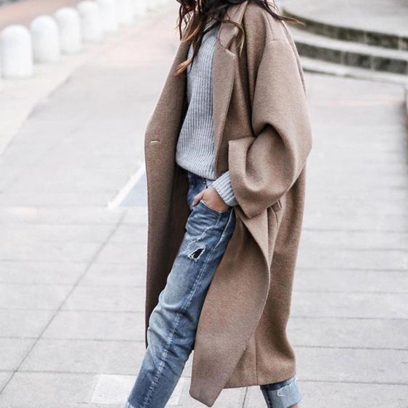 Damen Wollmantel Oversized Klassisches Revers Norvielle