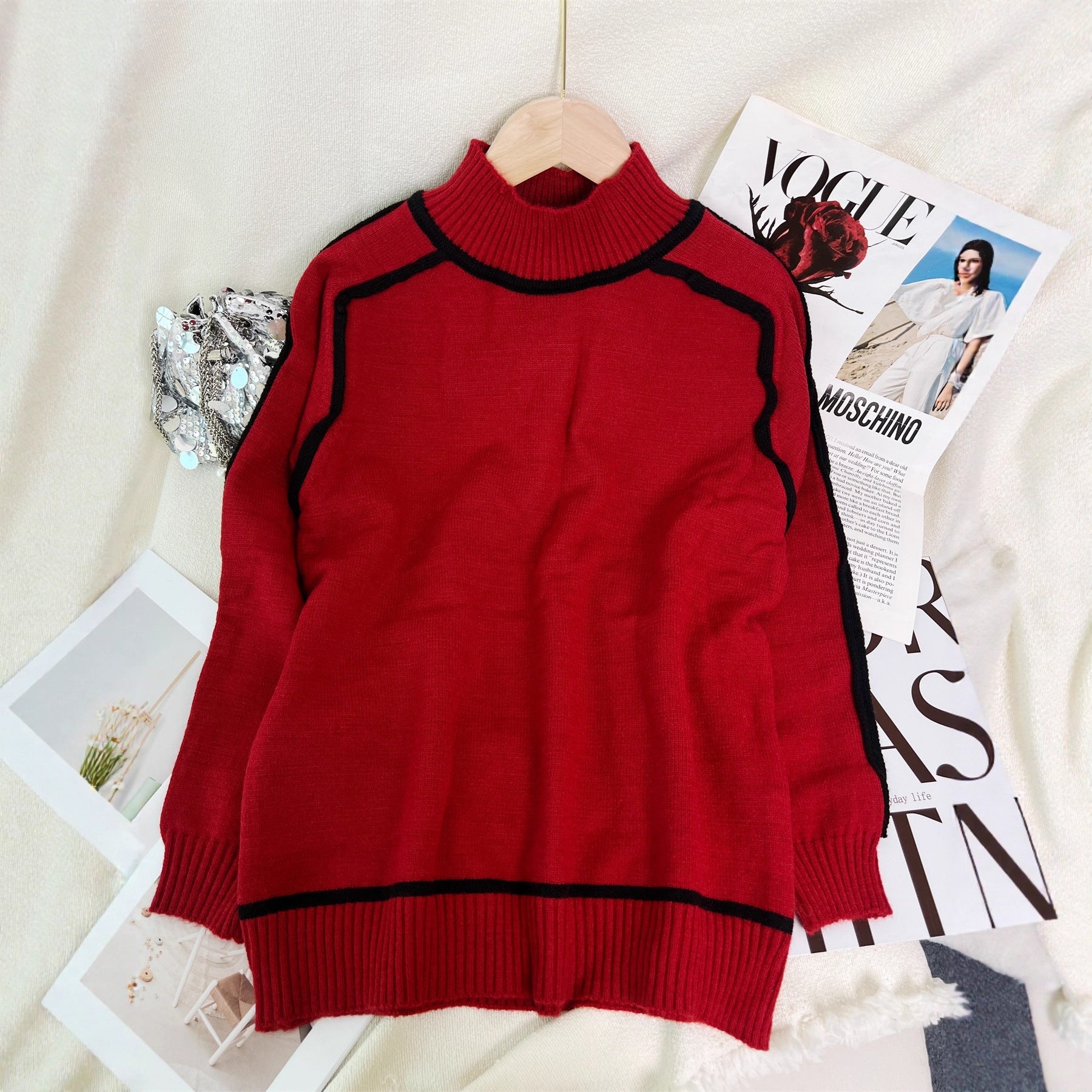 Damen Rollkragenpullover Kontrast-Saum Norvielle - Norvielle