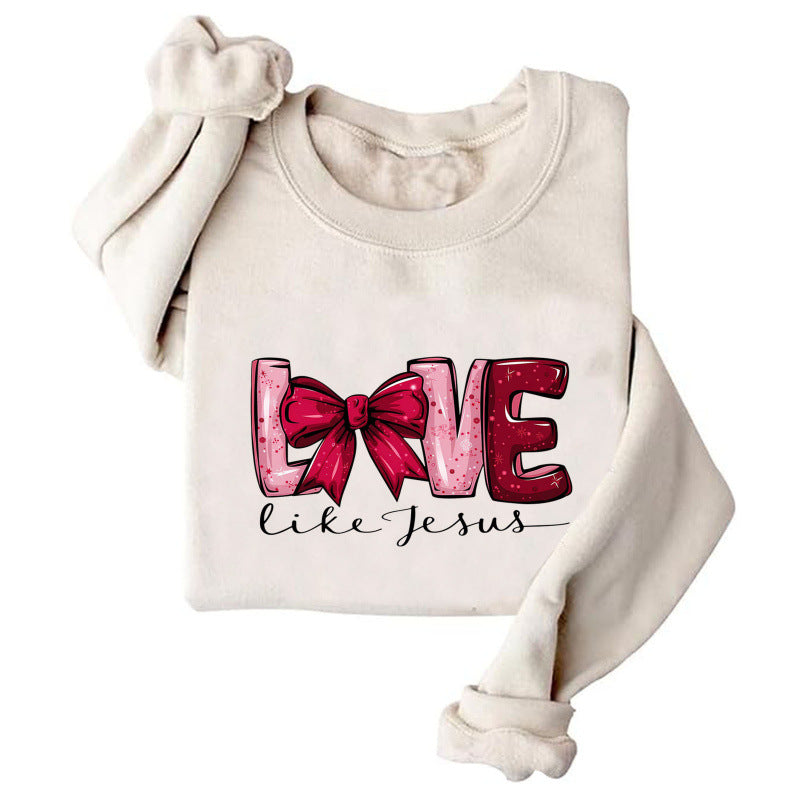 Damen Sweatshirt Herzmotiv Verspielter Aufdruck Norvielle