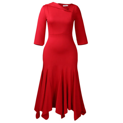 Damen Cocktailkleid Flügelärmel Norvielle Elegantes