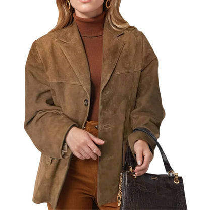 Damen Wildlederjacke Lässige Passform Norvielle