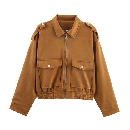 Damen Outdoorjacke Lässig Reißverschluss Große Taschen Norvielle