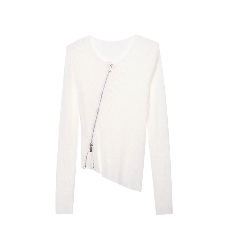 Damen Strickpullover Reißverschluss Slim Fit Norvielle