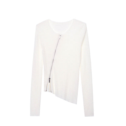 Damen Strickpullover Reißverschluss Slim Fit Norvielle