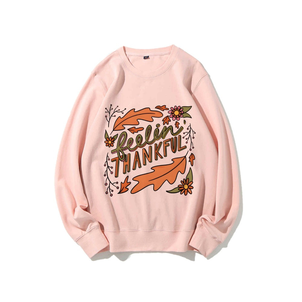 Damen Sweatshirt Bunt Herbstmotiv Baumwolle