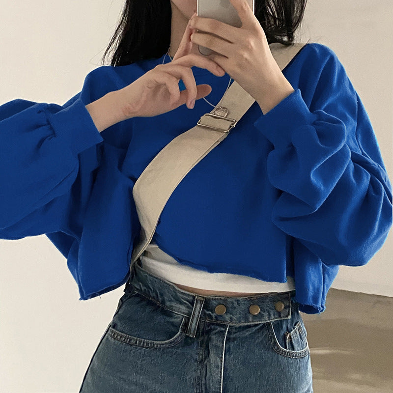 Damen Cropped Sweatshirt Norvielle Kapuzenlos - Norvielle