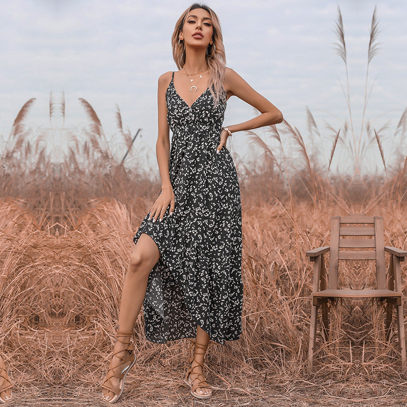 Damen Maxikleid Blumenmuster Rüschen Norvielle