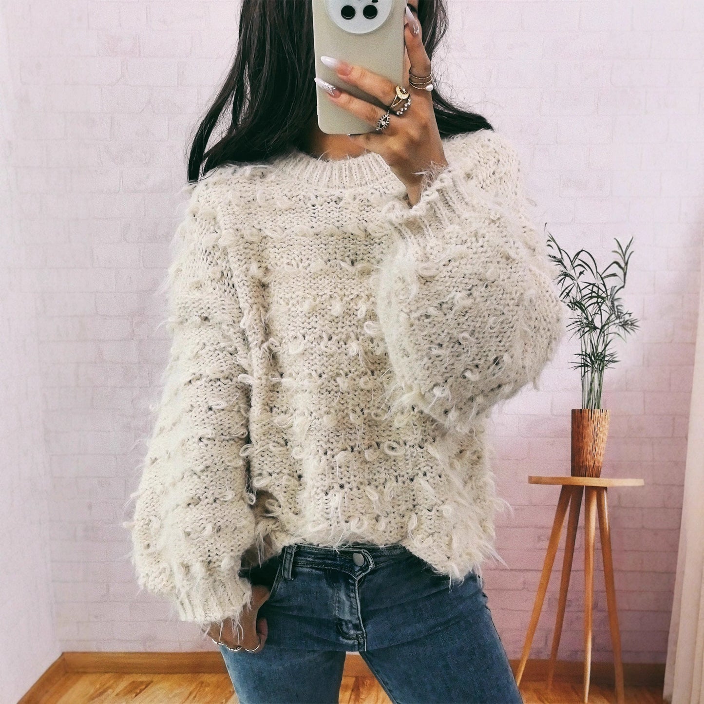 Damen Strickpullover Kuschelig Struktur Norvielle