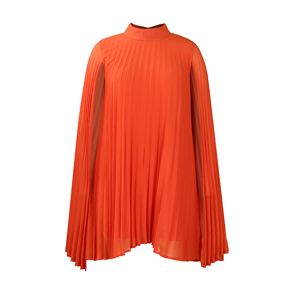 Damen Plisseekleid mit Kapuze und schwingendem Schnitt