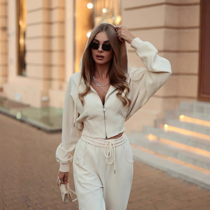 Damen Hoodie Set Norvielle Elegantes Sweatshirt mit Hose
