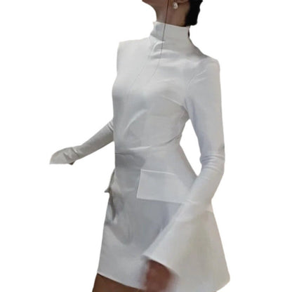 Damen Kleid mit hohem Kragen und Taschen Norvielle