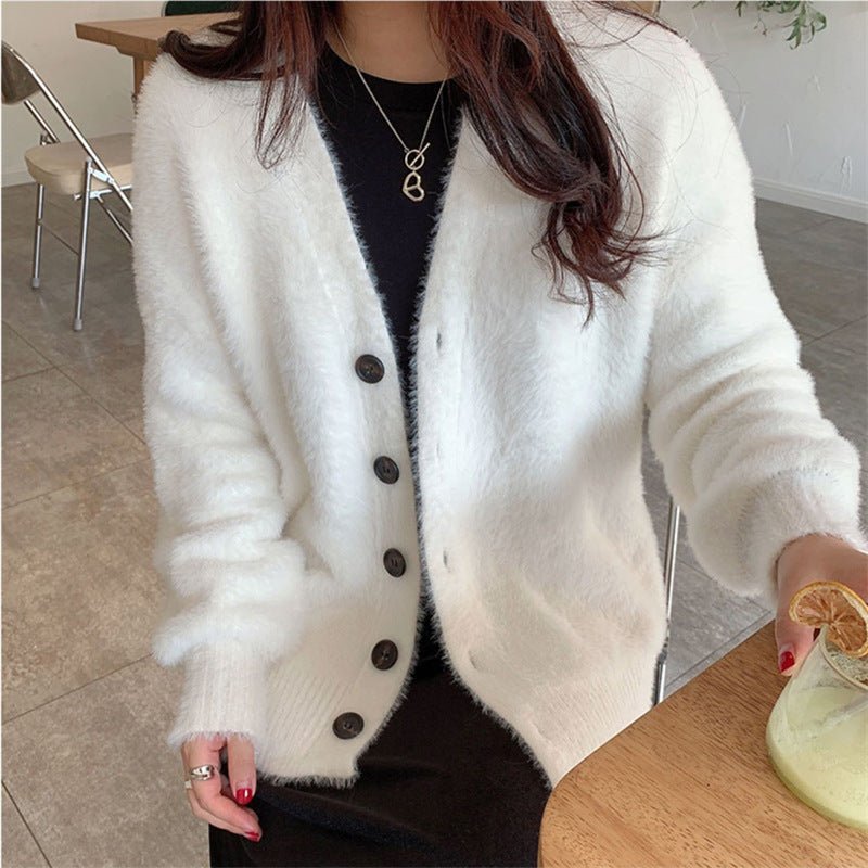 Damen Flauschiger Cardigan Weit Geschnitten Norvielle