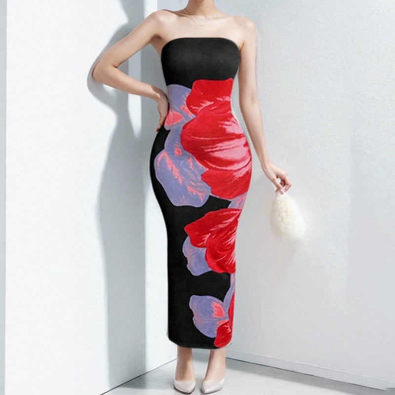 Damen Langkleid Florales Muster Figurbetont Norvielle
