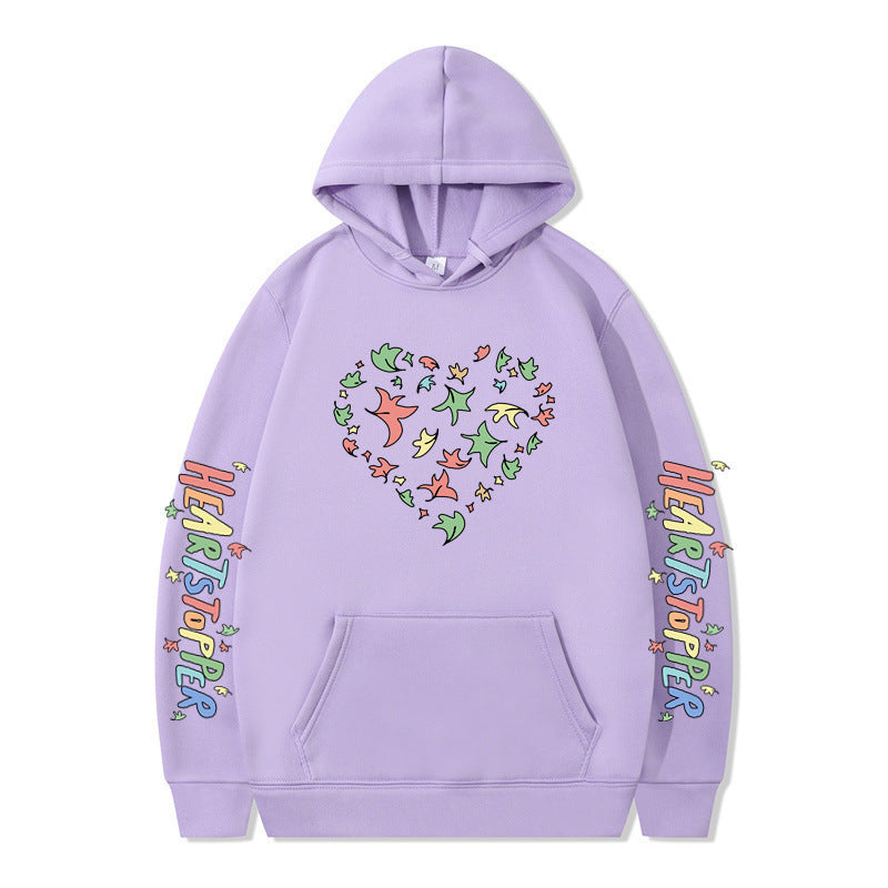 Damen Kapuzenpullover Herz- und Blattmotiv Norvielle