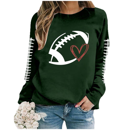 Damen Sweatshirt Fußball-Motiv Lässiger Schnitt Grau