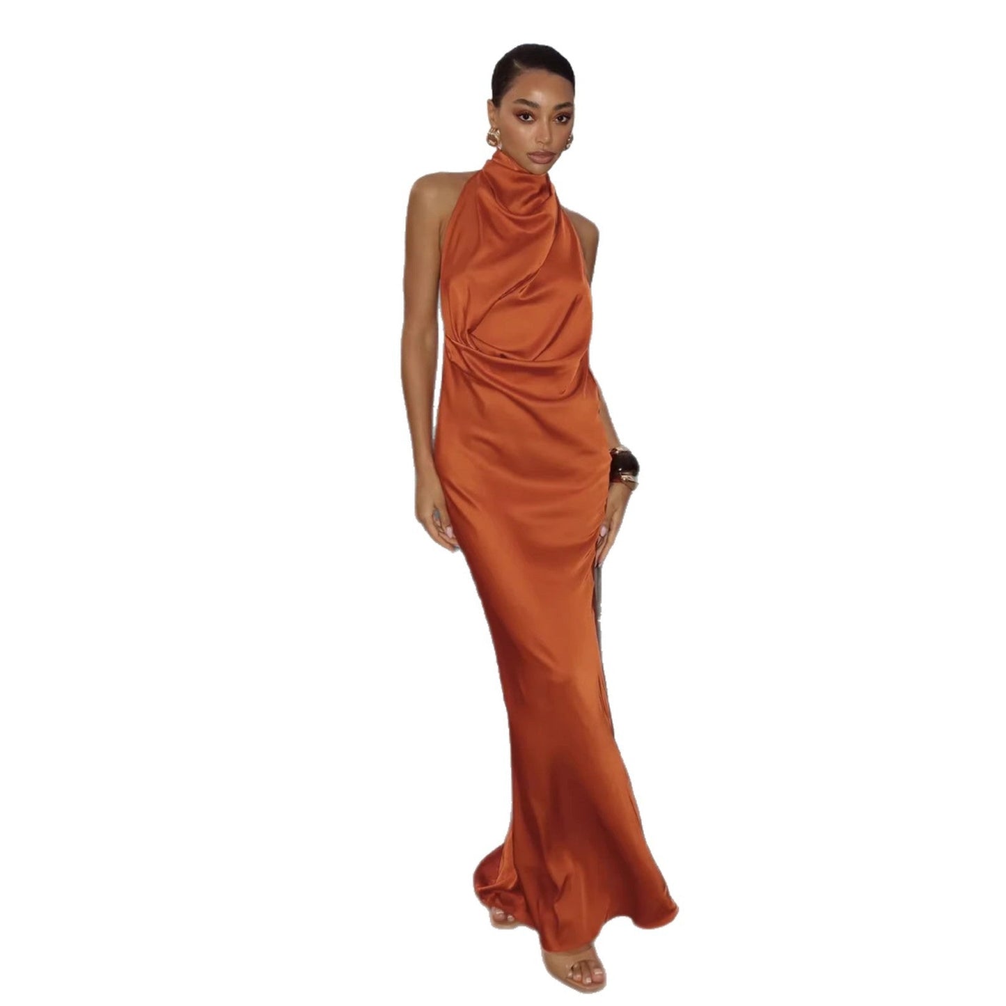 Damen Maxi-Kleid Elegantes Drapierungsdesign schimmernd Norvielle