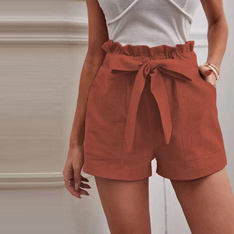 Norvielle Damen Shorts Einfarbig Baumwolle