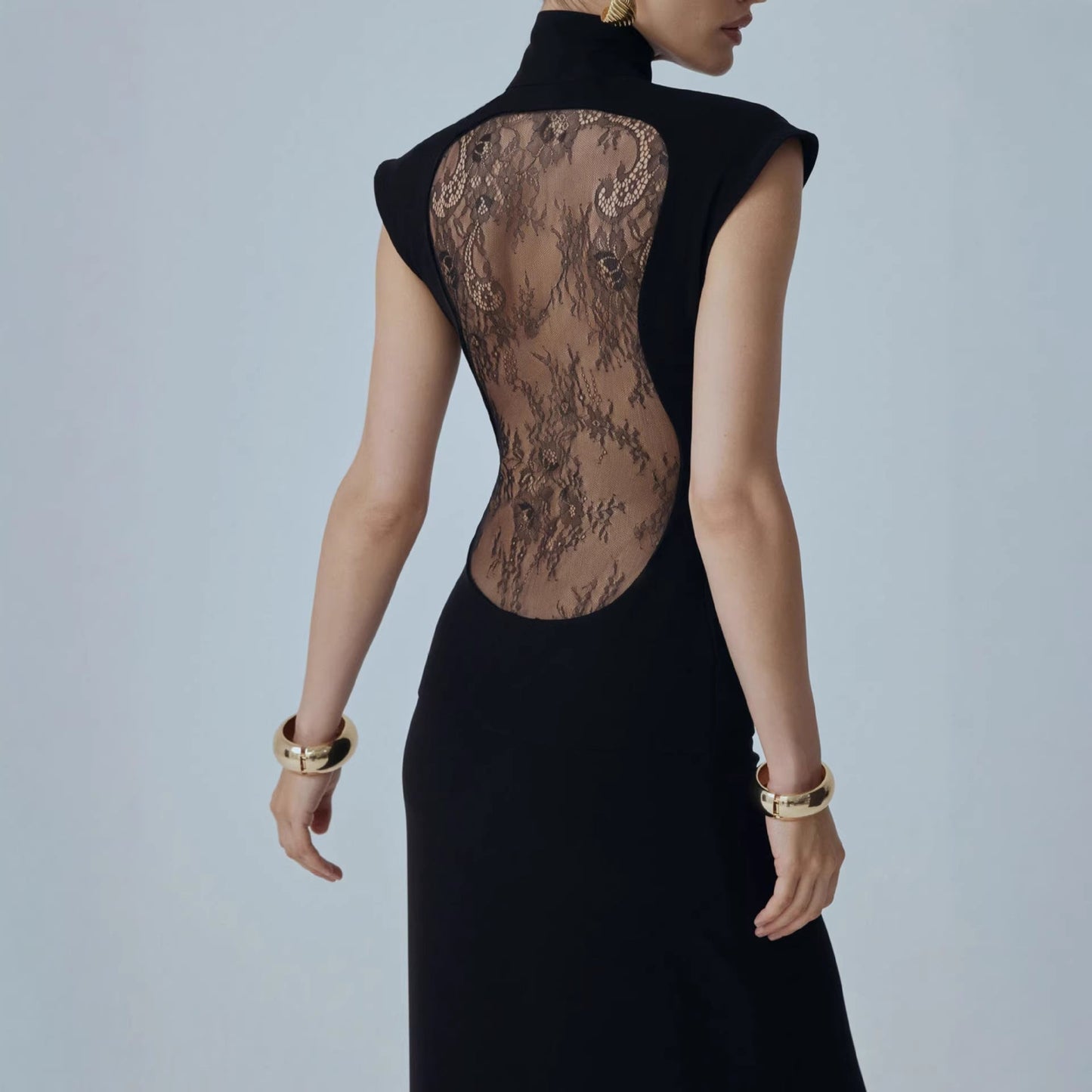 Damen Minikleid Spitzenbesatz Glamour Ärmel