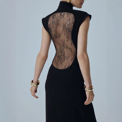 Damen Minikleid Spitzenbesatz Glamour Ärmel