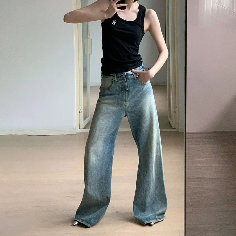 Damen Weite Denim-Jeans Hochbund Norvielle - Norvielle