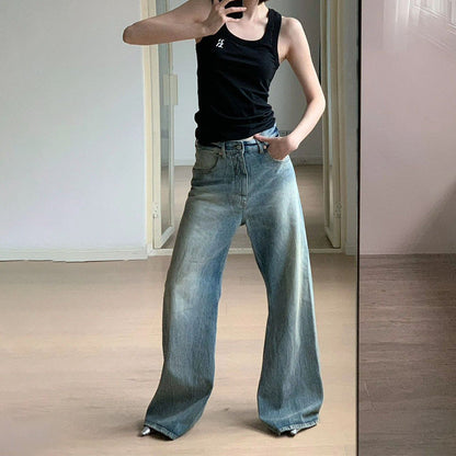 Damen Weite Denim-Jeans Hochbund Norvielle - Norvielle