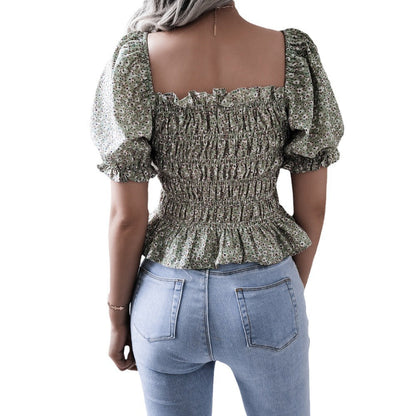 Damen Bluse Elastisch Puffärmel Norvielle