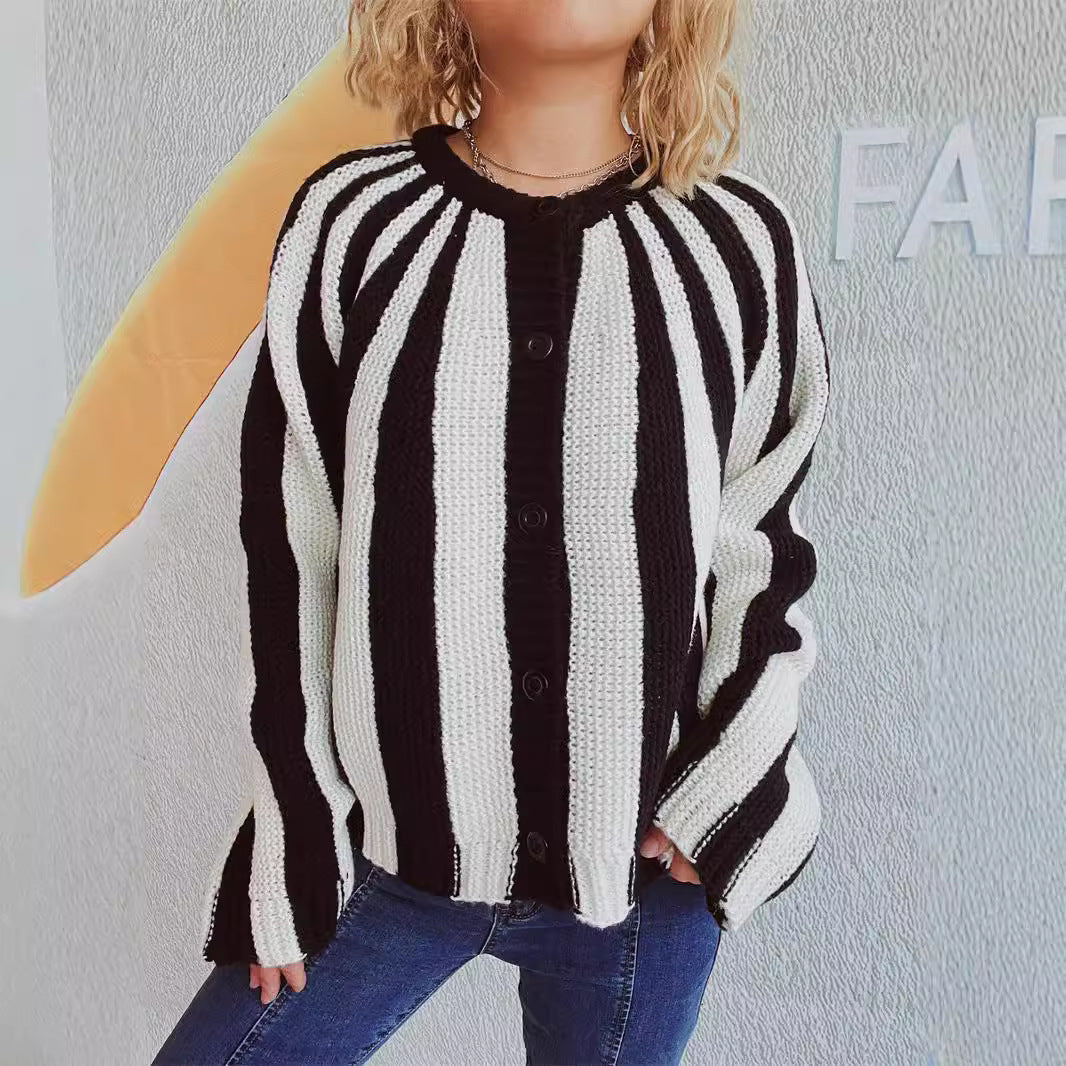 Damen Strickjacke mit vertikalen Streifen Norvielle