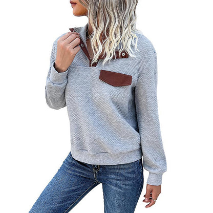 Damen Sweatshirt Stehkragen Brusttasche Norvielle