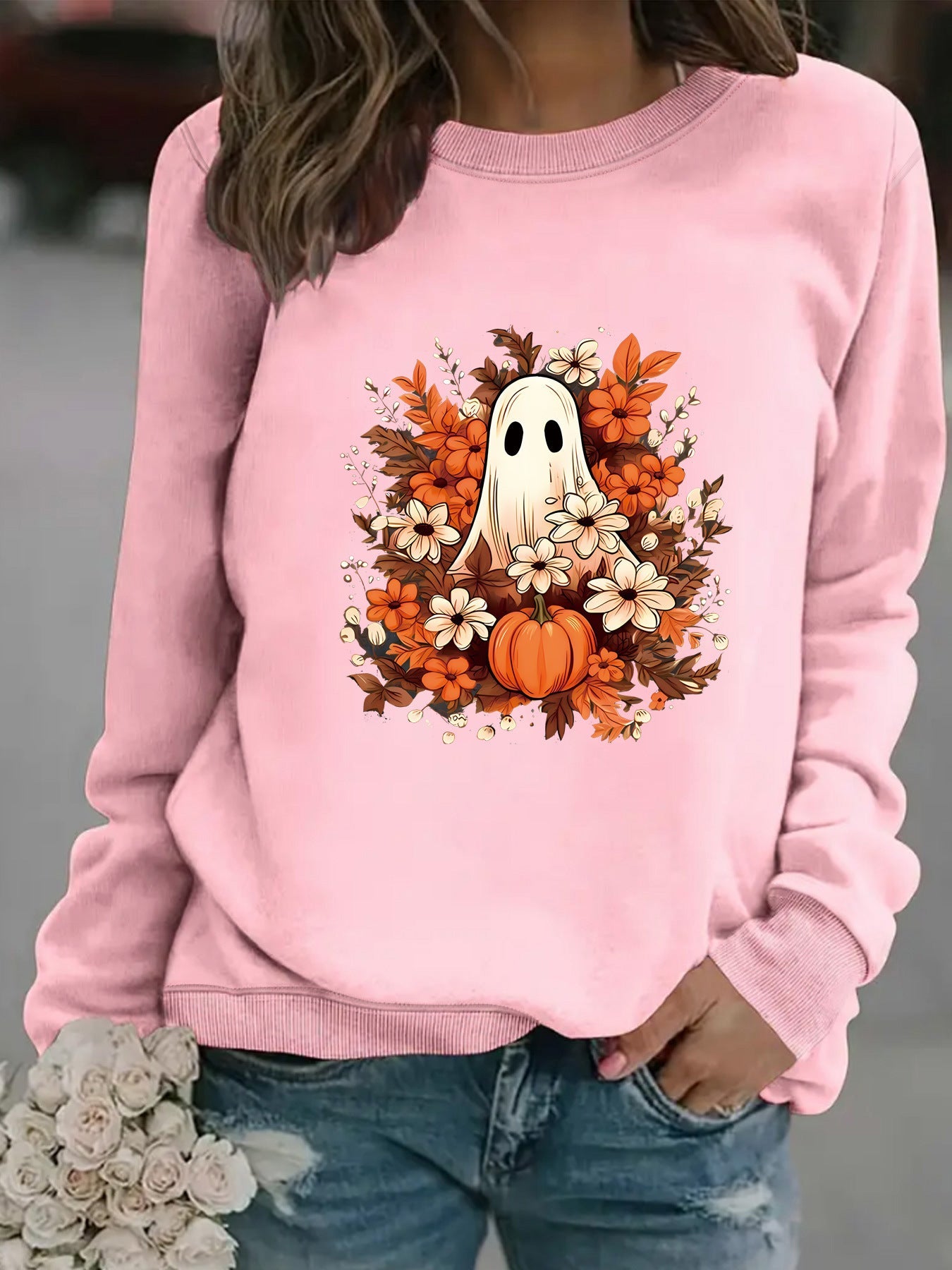 Damen Sweatshirt Herbstmotiv Gruselig Norvielle