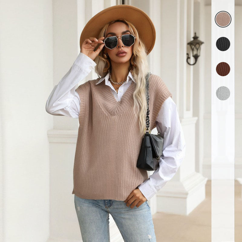 Damen Wickelstrickpullover V-Ausschnitt Voluminöse Ärmel Norvielle - Norvielle