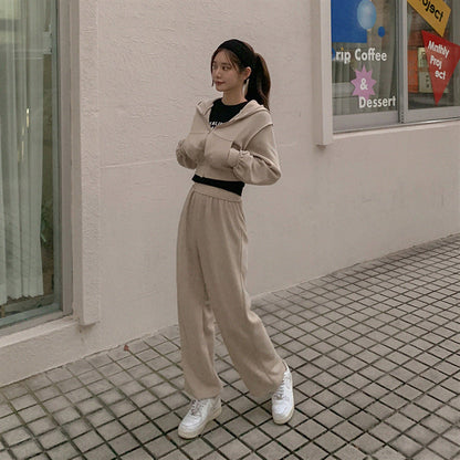 Damen Sportliches Lounge-Set mit Kapuzenpullover und weiten Hosen