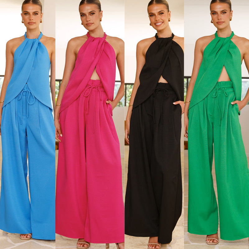 Damen Chiffon Jumpsuit Elastischer Taillenzug Norvielle - Norvielle