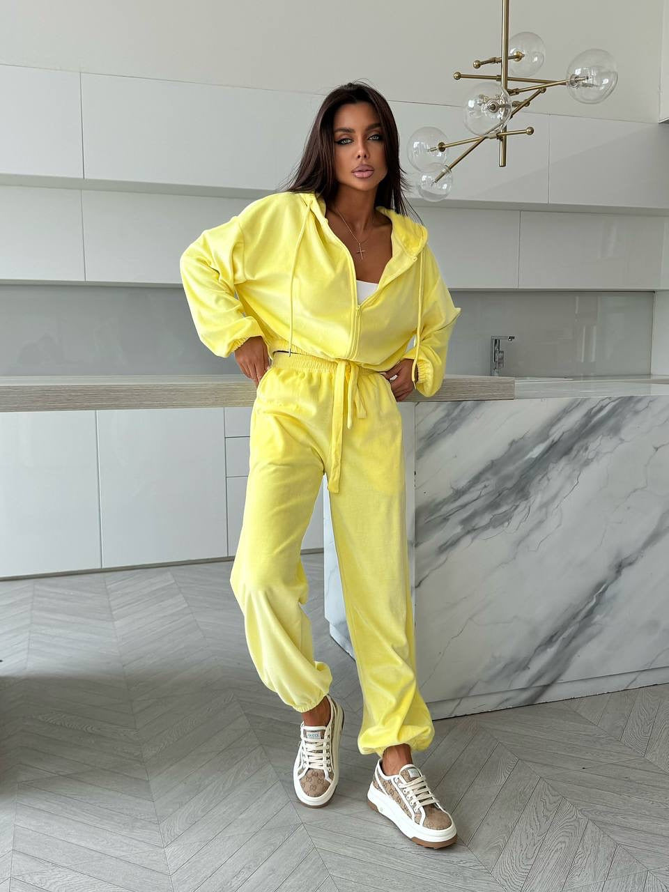 Damen Fleece-Loungewear-Set mit Kapuze Weit Schnitt Norvielle