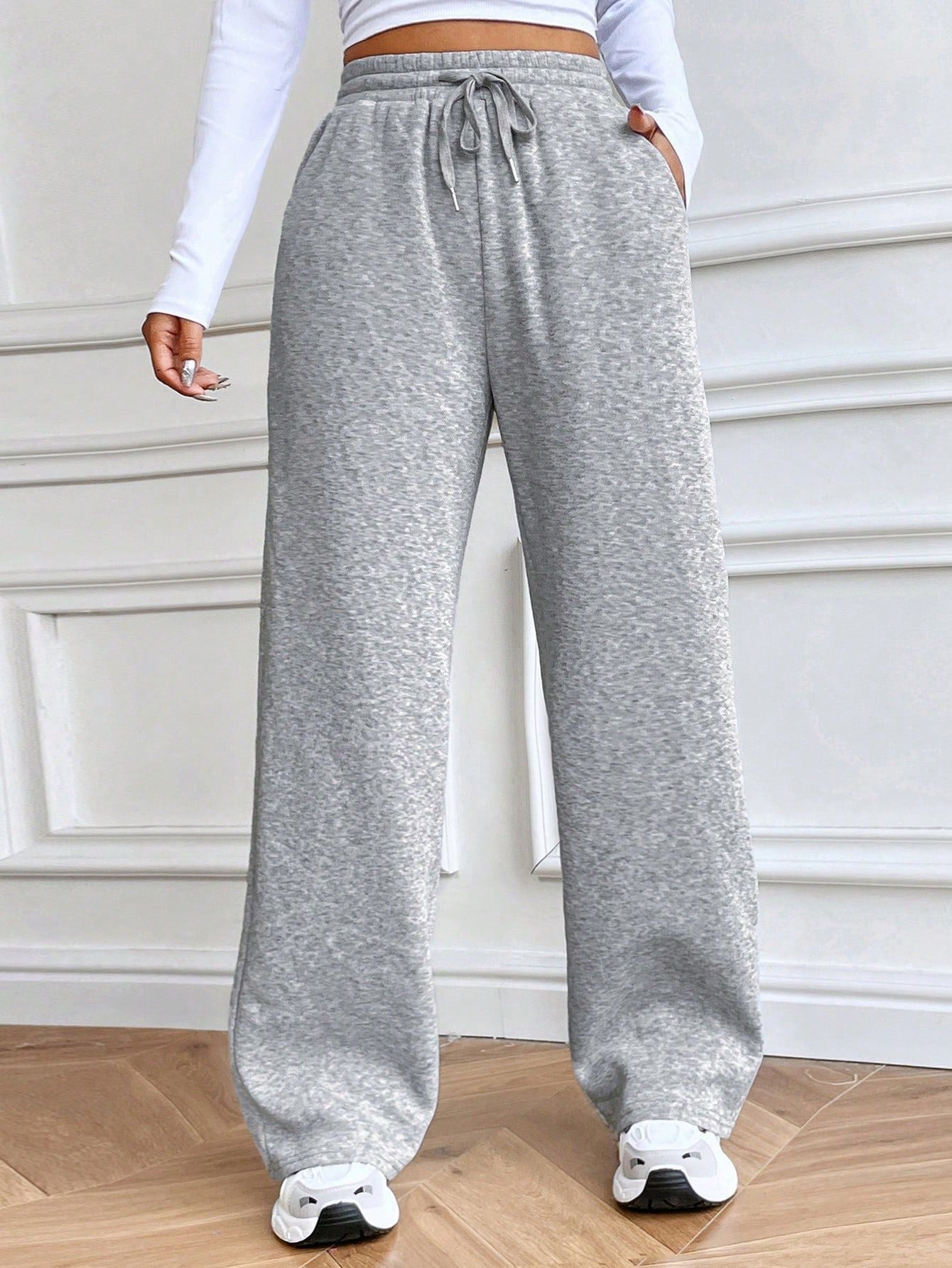 Damen Freizeithose Weites Bein Elastischer Bund Norvielle