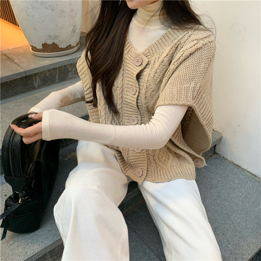 Damen Strickpullover Knopfleiste Zopfmuster - Norvielle