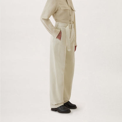 Damen High-Waist-Hose Bequem Gürtel