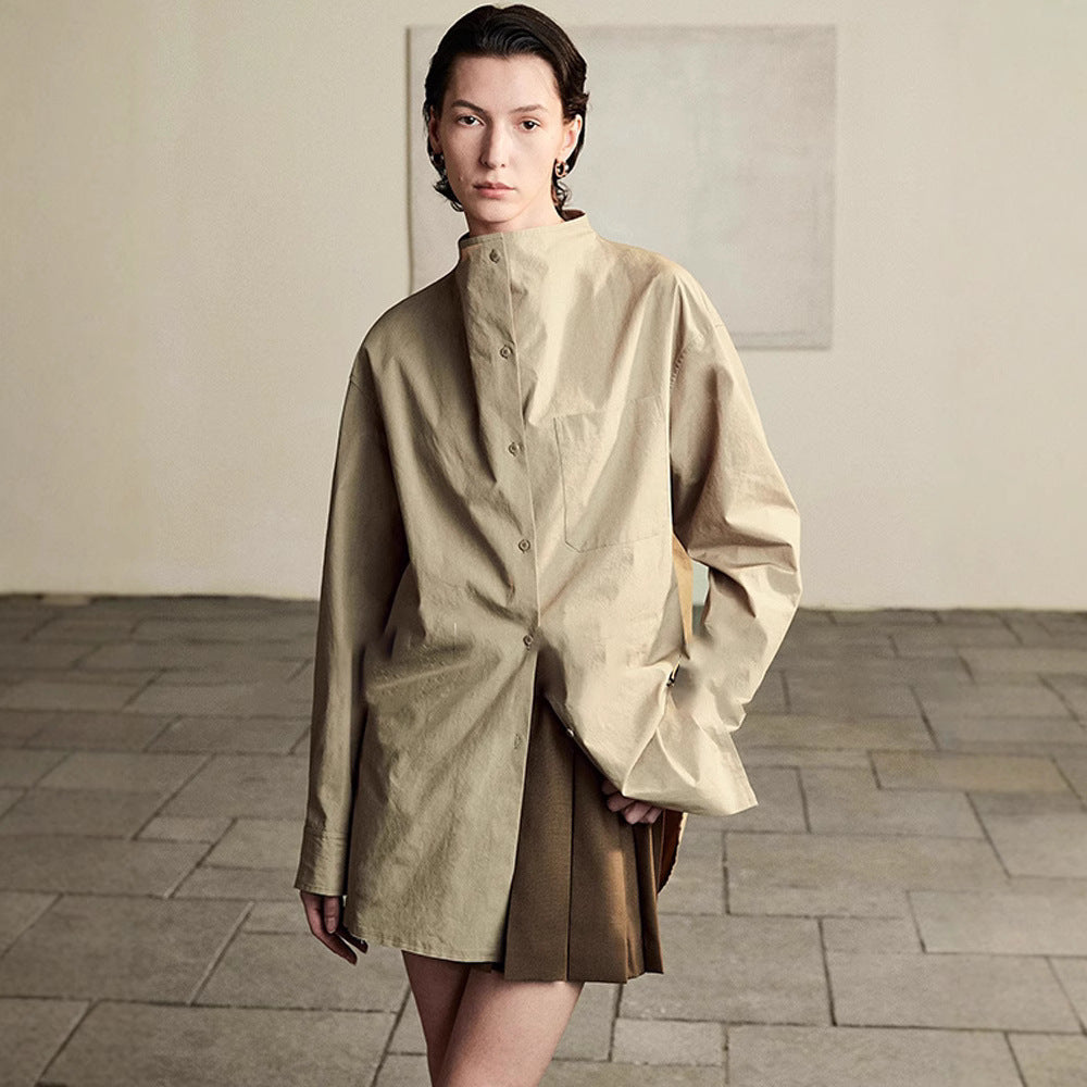 Damen Langarm-Hemd mit Knopfleiste und Brusttasche Norvielle