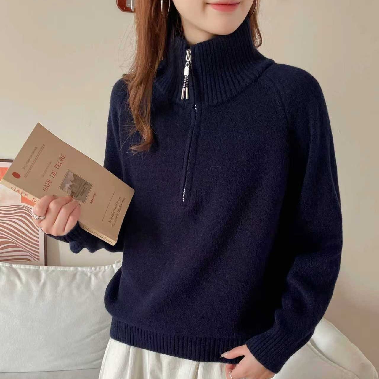 Damen Pullover Stehkragen Kuschelig Norvielle