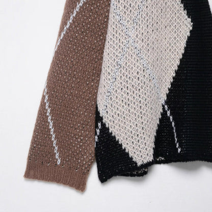 Damen Strickpullover Rautenmuster