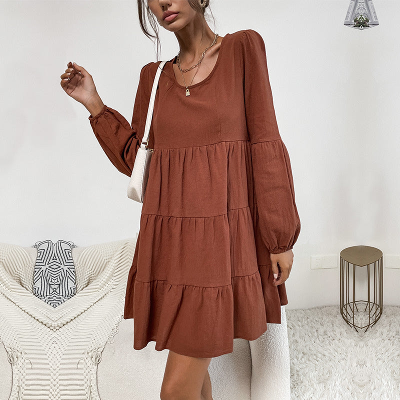 Damen Wickelkleid mit Rüschendetails Voluminöser Rock Norvielle
