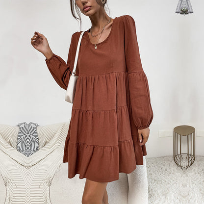 Damen Wickelkleid mit Rüschendetails Voluminöser Rock Norvielle