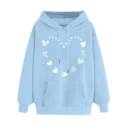 Damen Kapuzensweater Herzmotiv Kängurutasche Norvielle