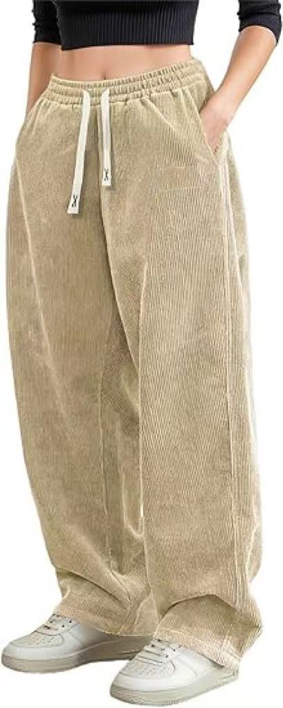 Damen Cordhose Weite Bein Elastischer Bund Norvielle
