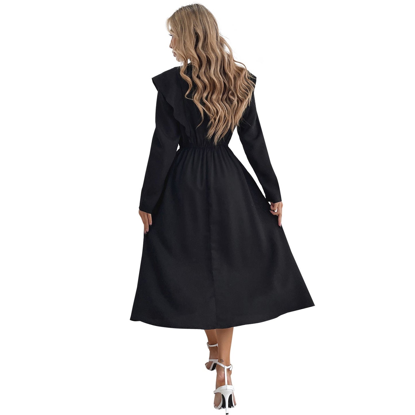 Damen Maxikleid Rüschendetails Elastischer Taillenbund Norvielle