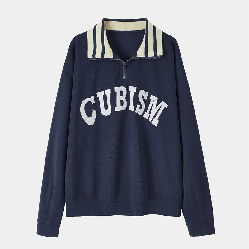 Damen Sportpullover Kontrastkragen Norvielle