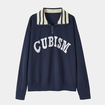 Damen Sportpullover Kontrastkragen Norvielle